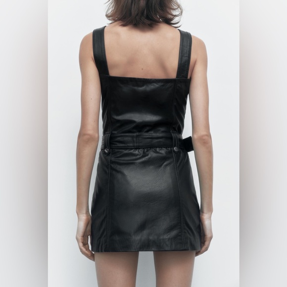 NEW ZARA LEATHER MINI DRESS - Picture 6 of 16